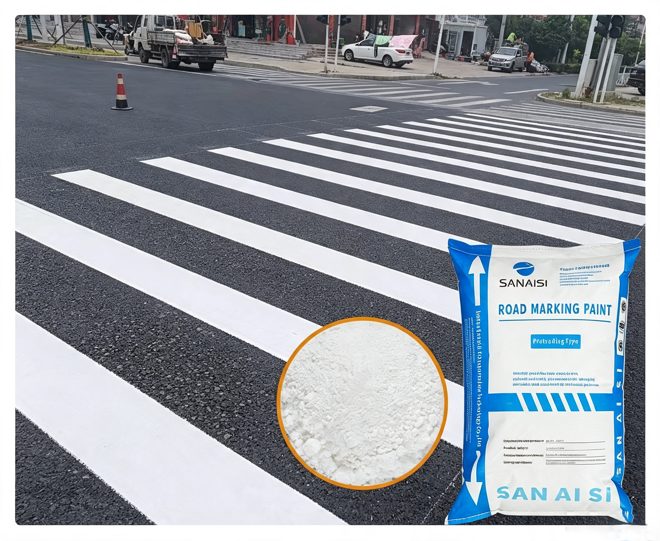 White thermoplastic road marking paint in 25kg bag