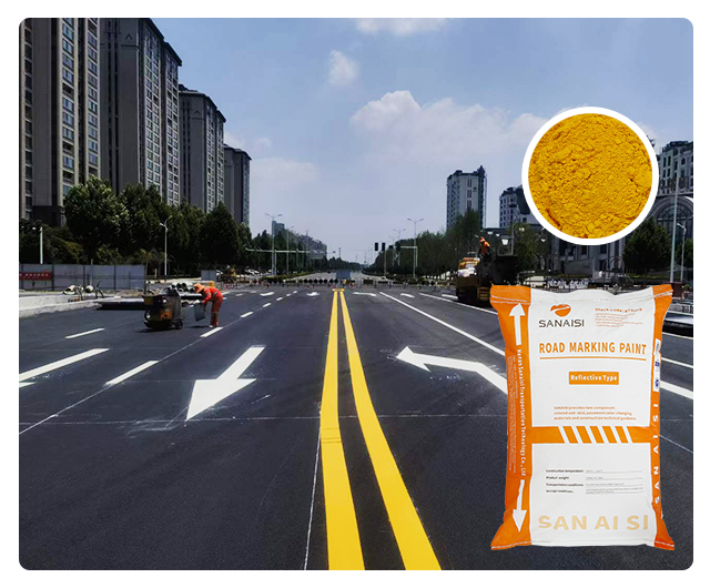 Yellow thermoplastic road marking paint in 25kg bag